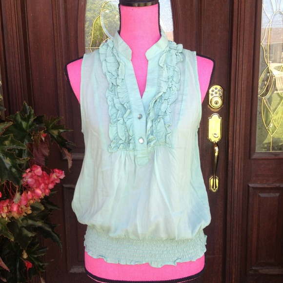 🎉🎉HOST PICK 🎉🎉Ruffled Mint Green Top - Picture 2 of 4