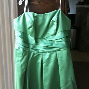Elegant satin green bridesmaid dress