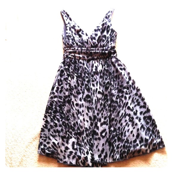 Gray and white animal print dress.