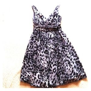 Gray and white animal print dress.