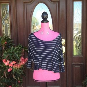 Navy blue stripped top.