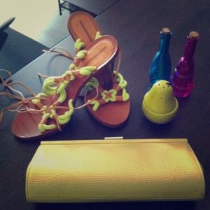 Banana Republic clutch in yellow.