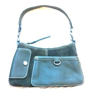 TODS shoulder bag, leather and suede army green.