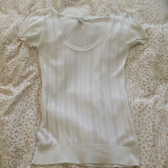 Ivory short sleeve knit top