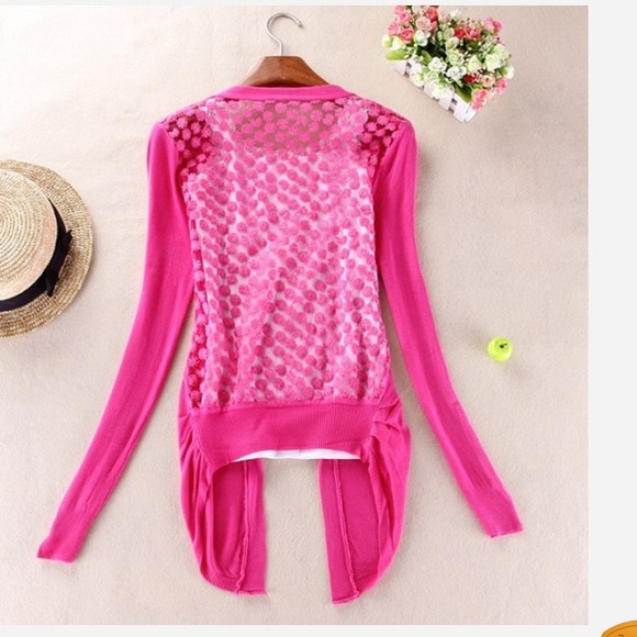 👍🎉💕HOST PICK💞🎉👍New pink/green cardigan . - Picture 2 of 4