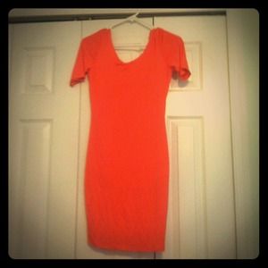 Scoop back coral dress