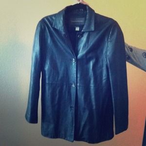 Genuine leather black leather jacket