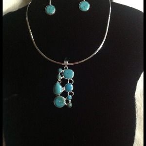Turquoise Stone Sterling Silver Set.