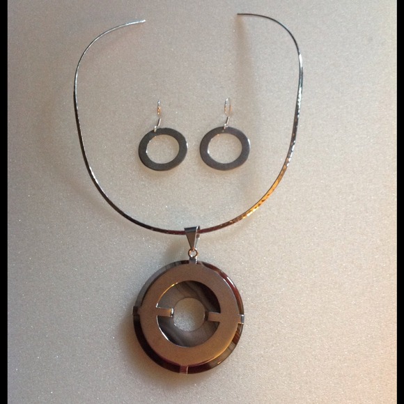 Sterling Silver set.dark Agata stone!