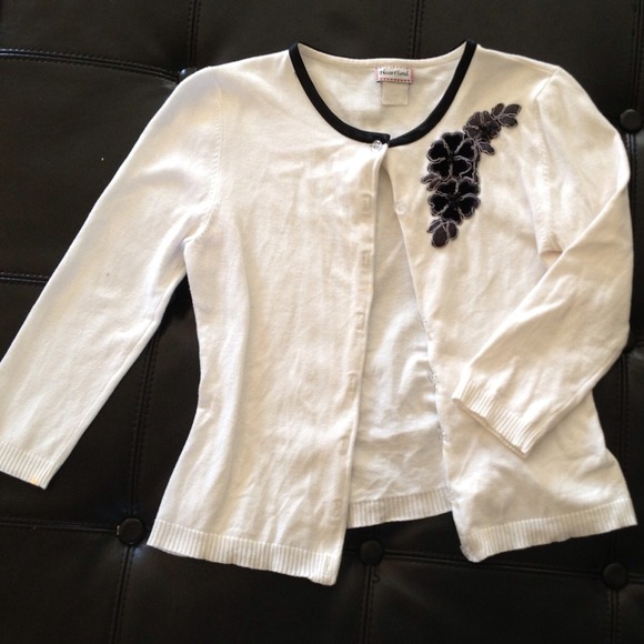 Soft White Cardigan with black accents