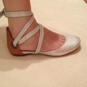 Brand new leather silver flats