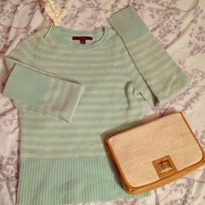 ❌Sold❌Sea foam colored striped sweater
