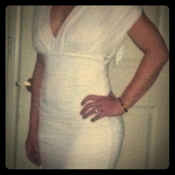 BCBG white fitted dress