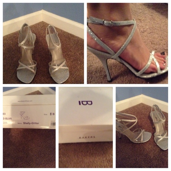 Silver glitter heels
