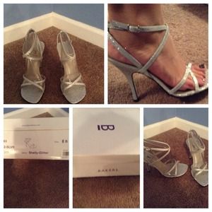 Silver glitter heels