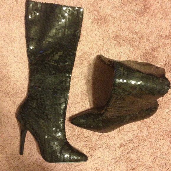 Black sequin boots