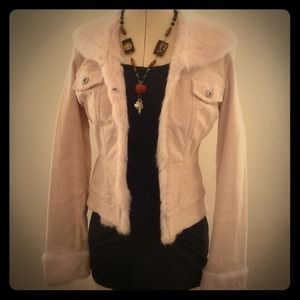 Sheri Bodell Pink Corduroy and Rabbit for Jacket