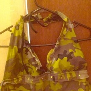 Camo halter swim suit top
