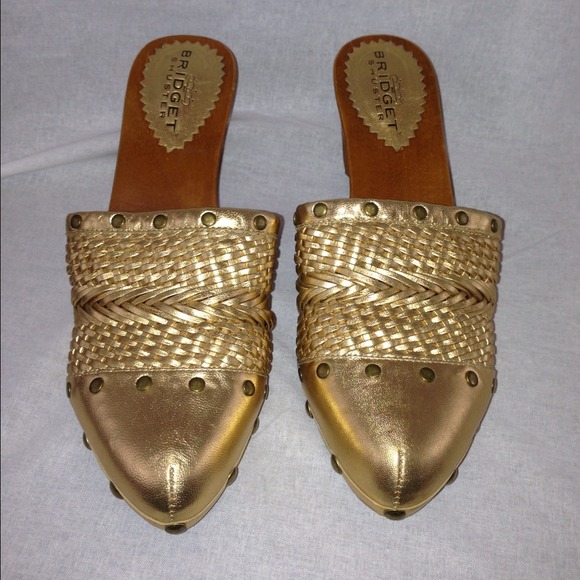 Bridget Shuster gold with stud mules
