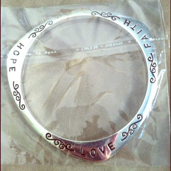 Love, hope and faith silver bracelet