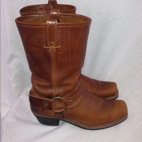 Frye cognac motorcycle boot.