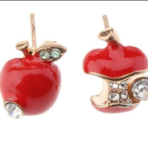 Bling Red Apple Earrings