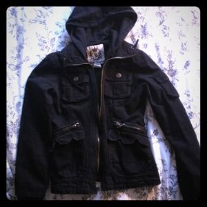 Black military style jacket.