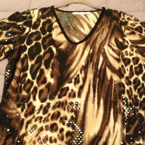 Lovely Animal Print Top with Accents