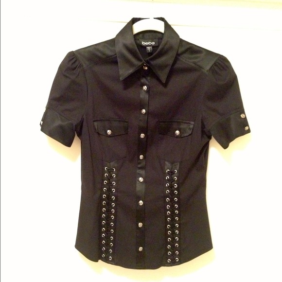 Black Bebe Buttoned Shirt, Size Small
