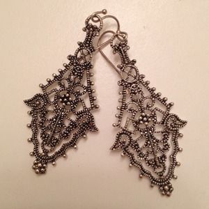 Cute Silver Earrings with small diamonds