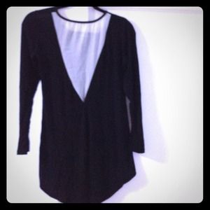 Hi-lo cotton top with white chiffon inset on back