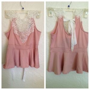 Pink & Lace Peplum Top