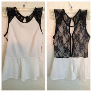 Leather & Lace Peplum Top 🔥