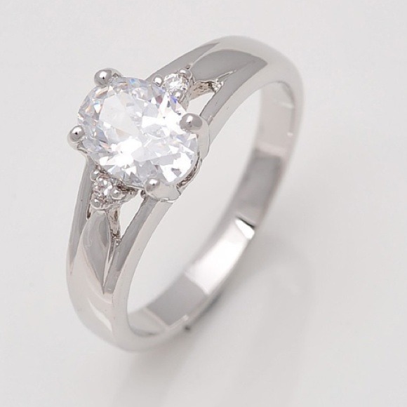 NEW 14k White Gold Filled White Sapphire Ring!