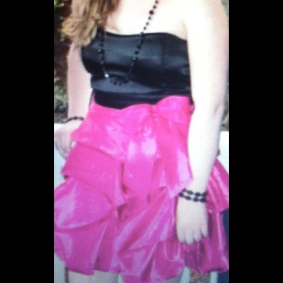 Black and Magenta short formal dress