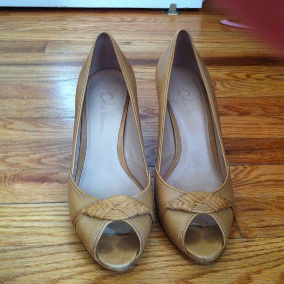 Cole Haan nude open toe pumps