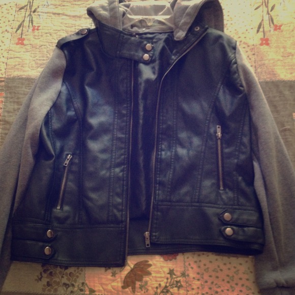 Faux leather and gray jacket & earrings bundle!