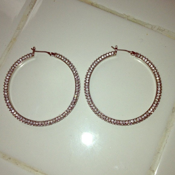❤❤SOLD❤❤ Nadri pave large silver hoops