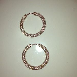 Nadri medium silver pave hoops