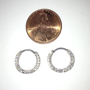 Nadri pave silver "huggy" hoops