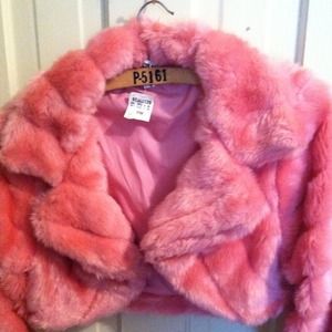 Pink fur bolero crop jacket