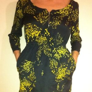 TRF ZARA Black-yellow dress