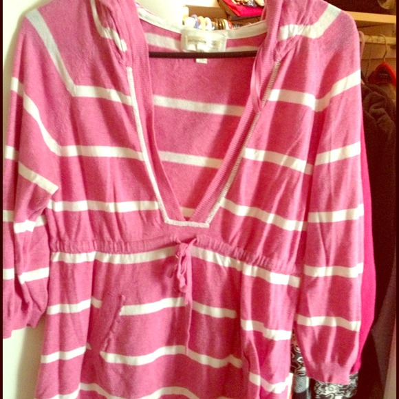 3/4 sleeve striped sweater