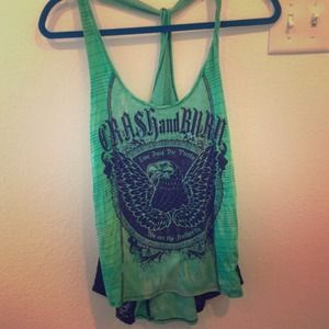 Green crash and burn tank top! Sz large