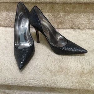 Black sparkling Guess brand heels.