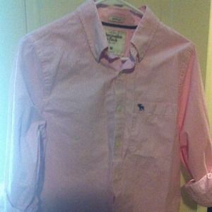 Abercrombie & Fitch Pink/White striped button up