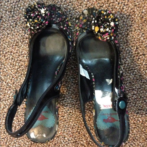 Black Flower Heels
