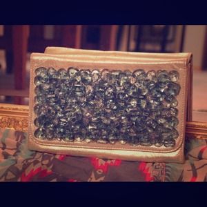 Deux Lux accordion gold jeweled clutch