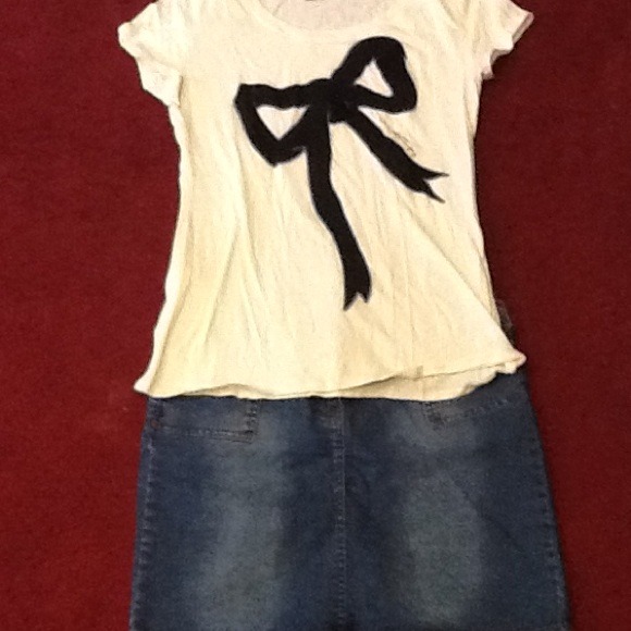 Set of denim skirt and top