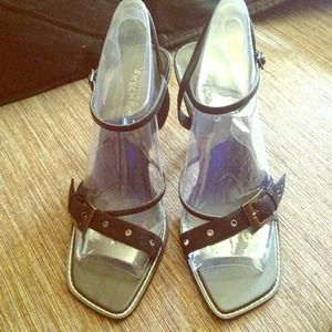 Black sandals, never used